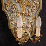 Pair of lacquered and gilded Italian Louis XVI style wall lamps