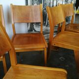 Set of 10 theater chairs wood honey