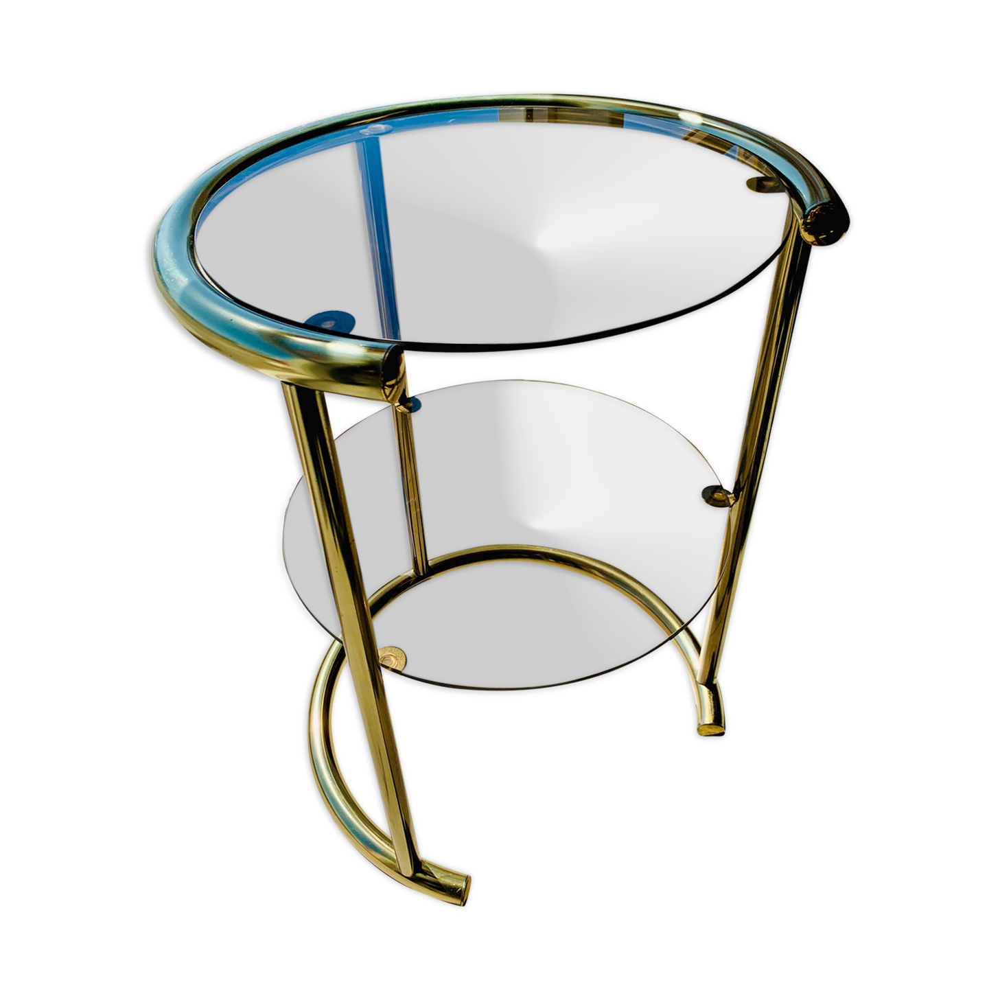 Glass and brass side table