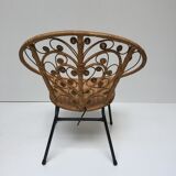 Vintage Bohemia volutes rattan chair