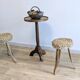 Pair of brutalist tripod stools attributed to Audoux & Minet.