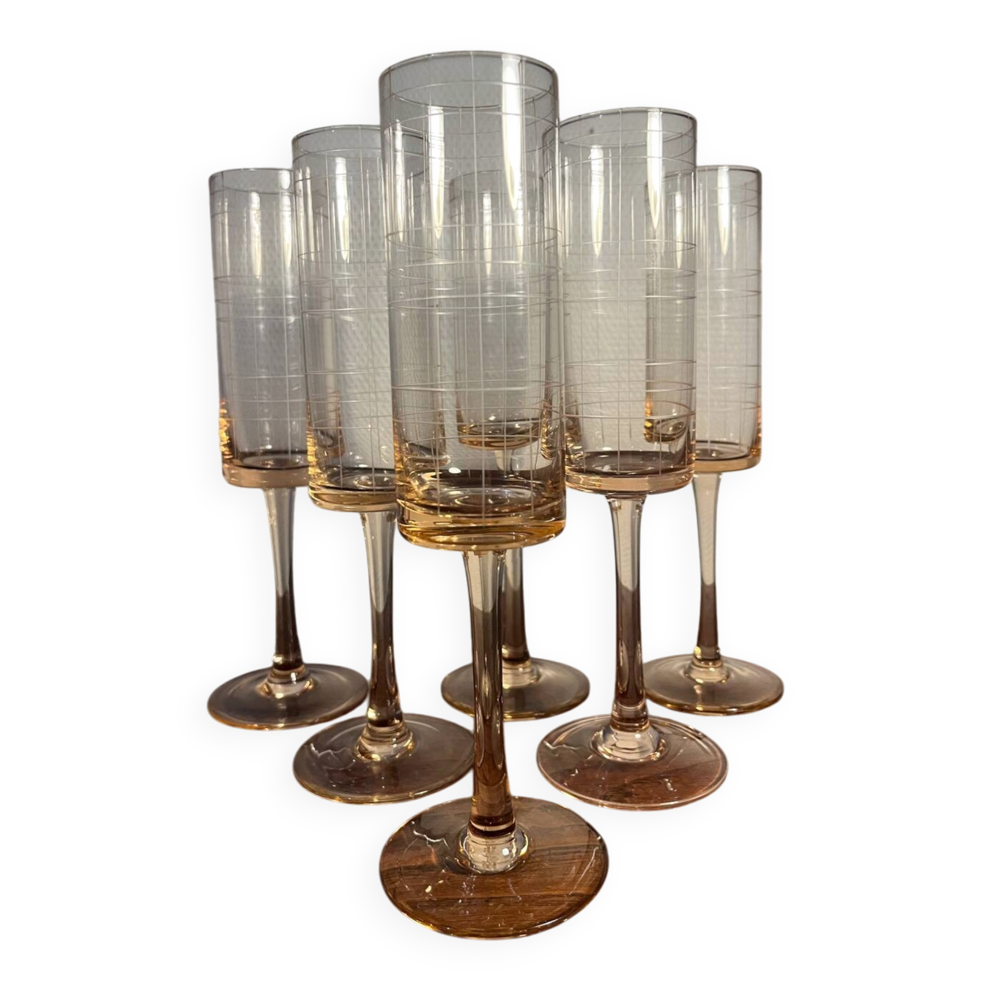 Set of 6 champagne glasses – Studio Nova – Parc Avenue Green Pink – A