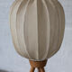 Tripod cocoon floor lamp in wood and lace, Danish design, 1960