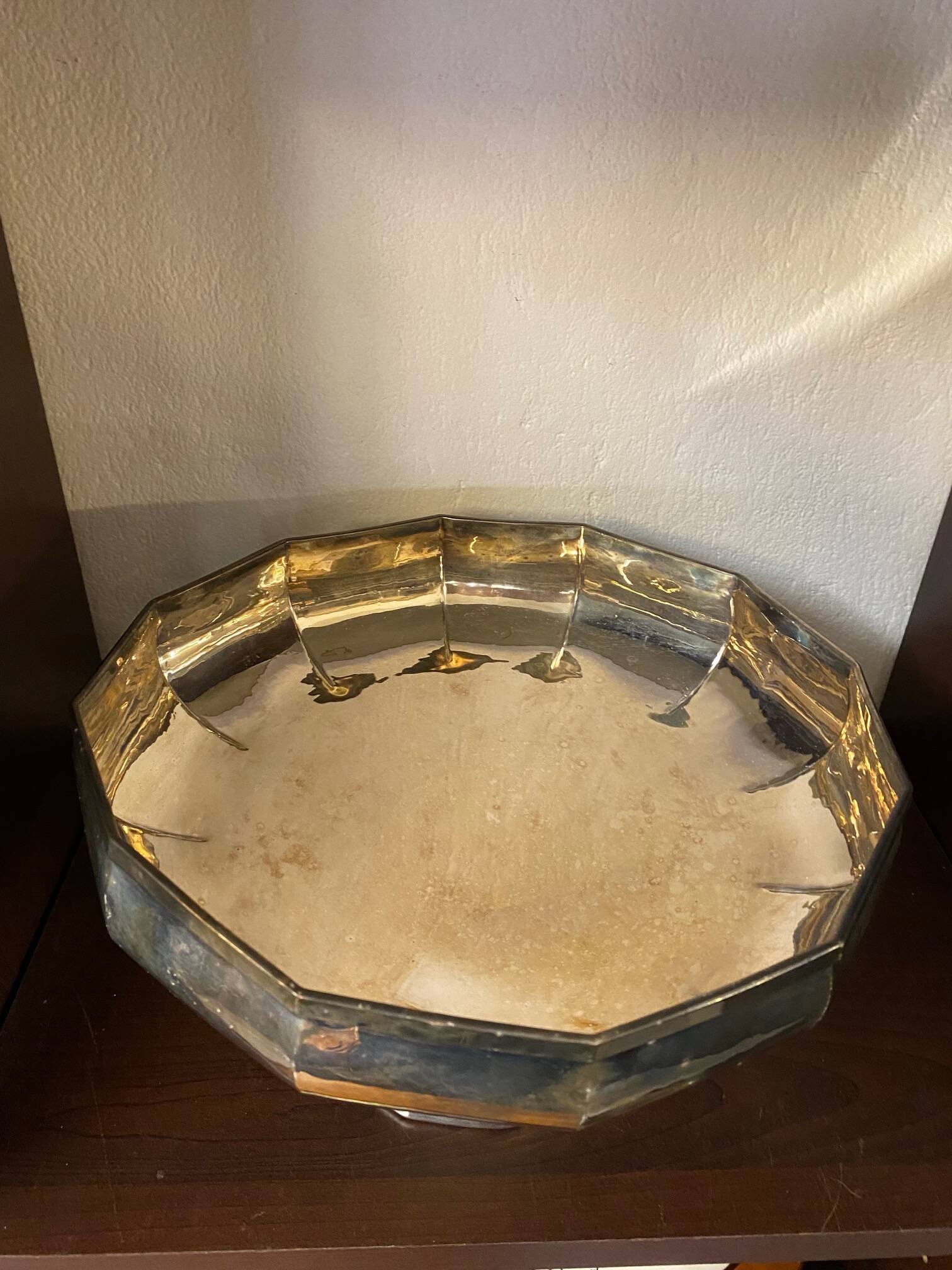 Hammered silver metal cup on stand, tweek-shaped, 1970s