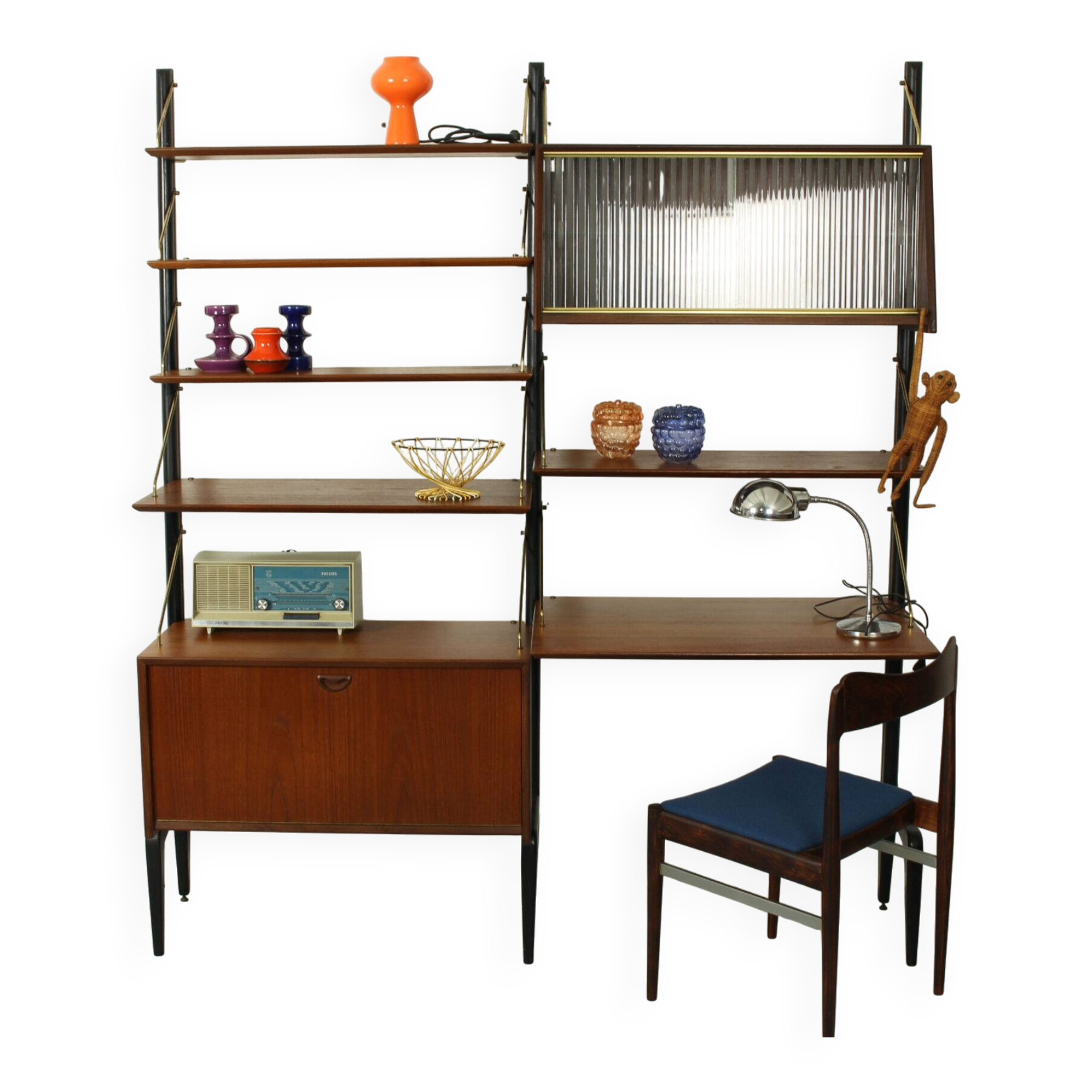 Teak modular wall system by Louis van Teeffelen for WéBé, 1950s