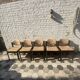 5 wooden and fabric chairs, 60s-70s