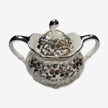 Sugar bowl Porcelain Bavaria White Decoration Silver