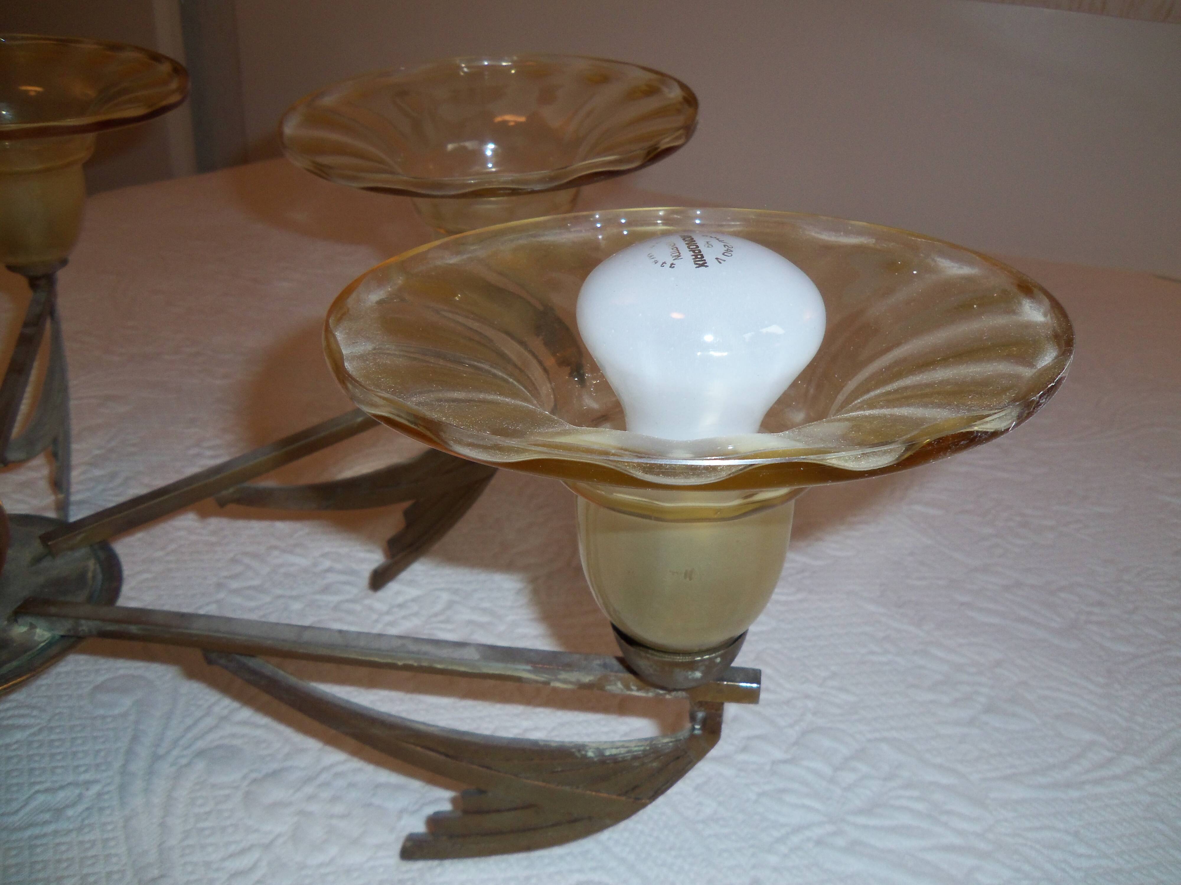 Véritable lustre art déco 6 branches
