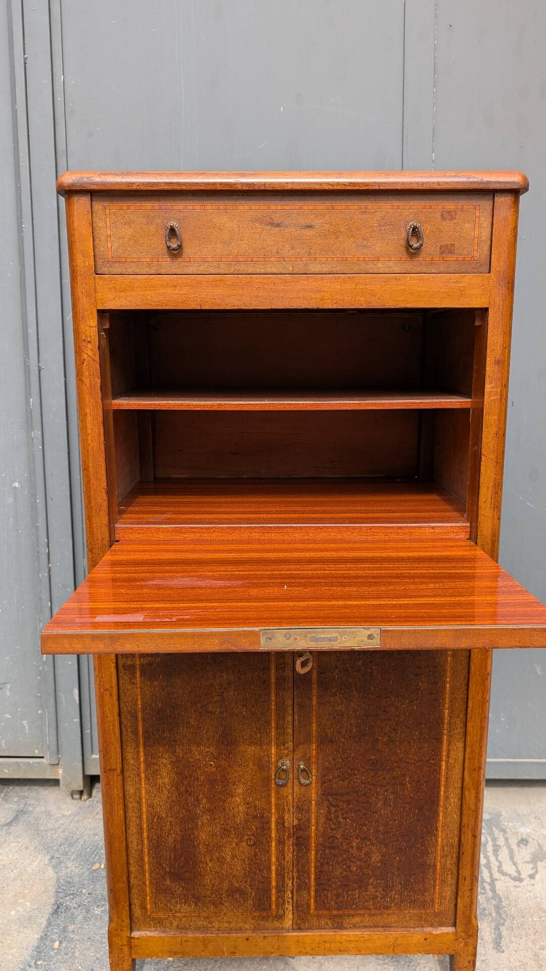 Antique marquetry secretary in Louis XVI style – late 19th / early 20th century