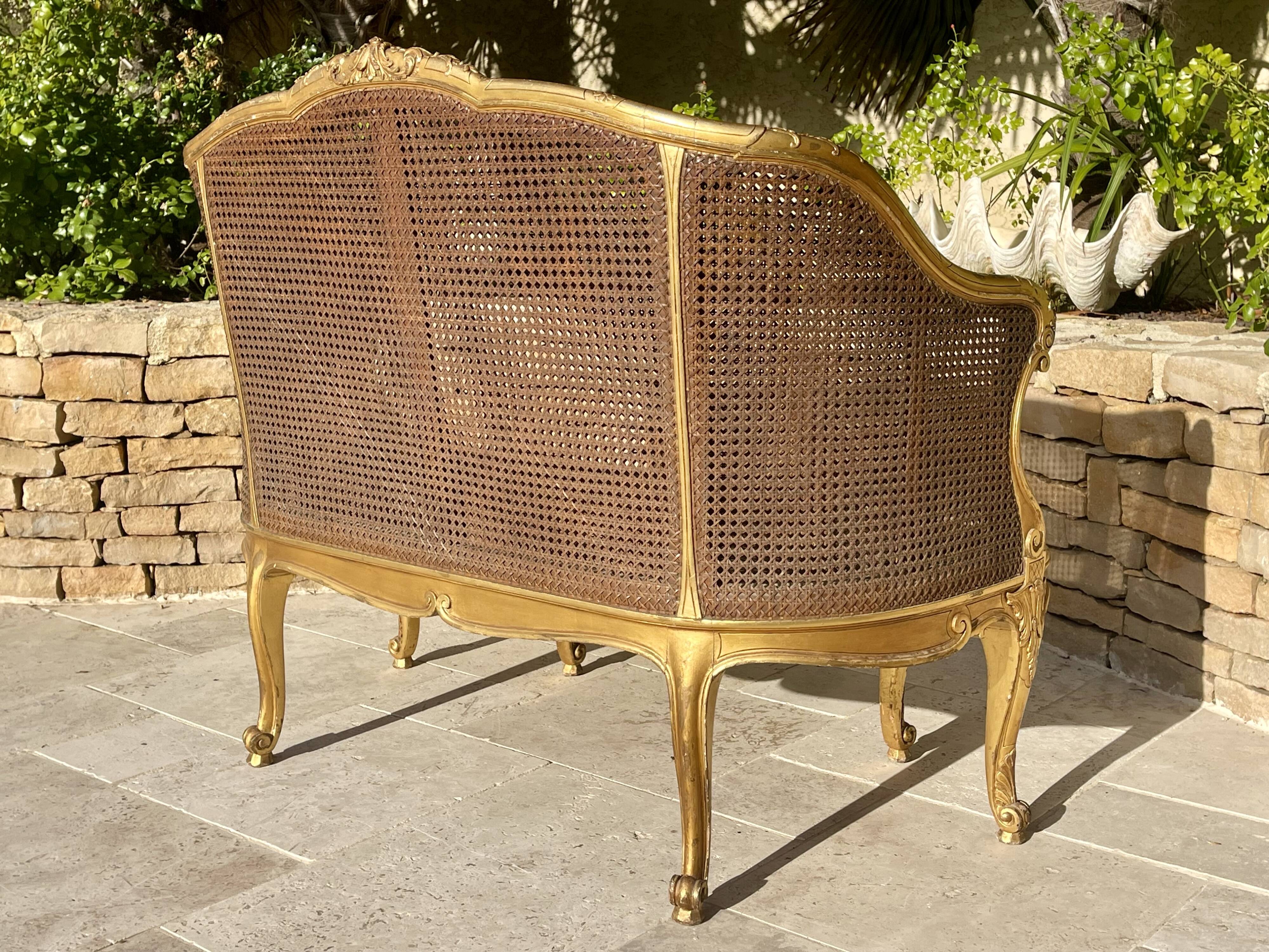 Louis XV Style Gilded Wood Bench