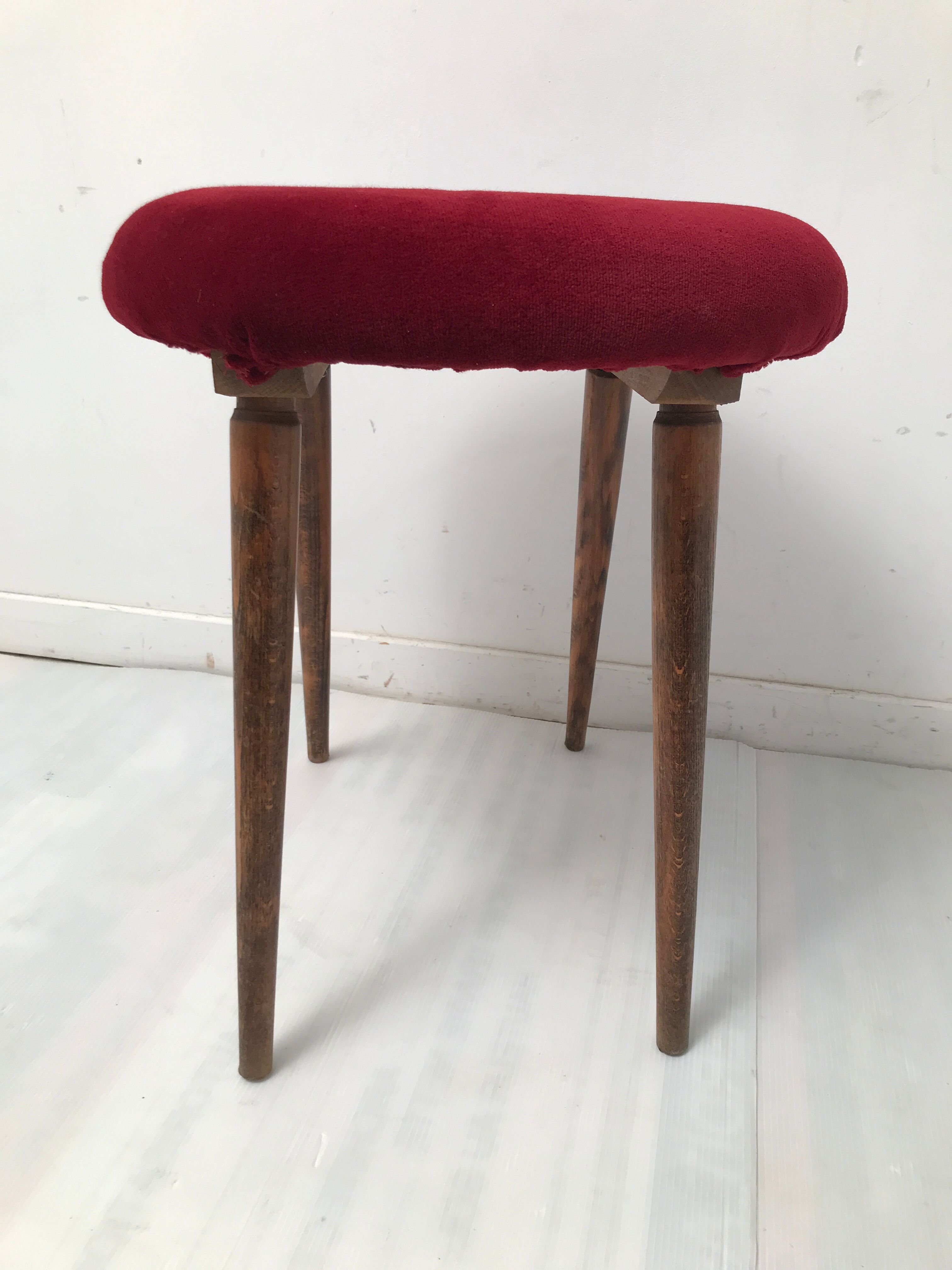 Tabouret de piano tissu velours vintage