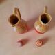 Oil and vinegar service in ceramic and wood
