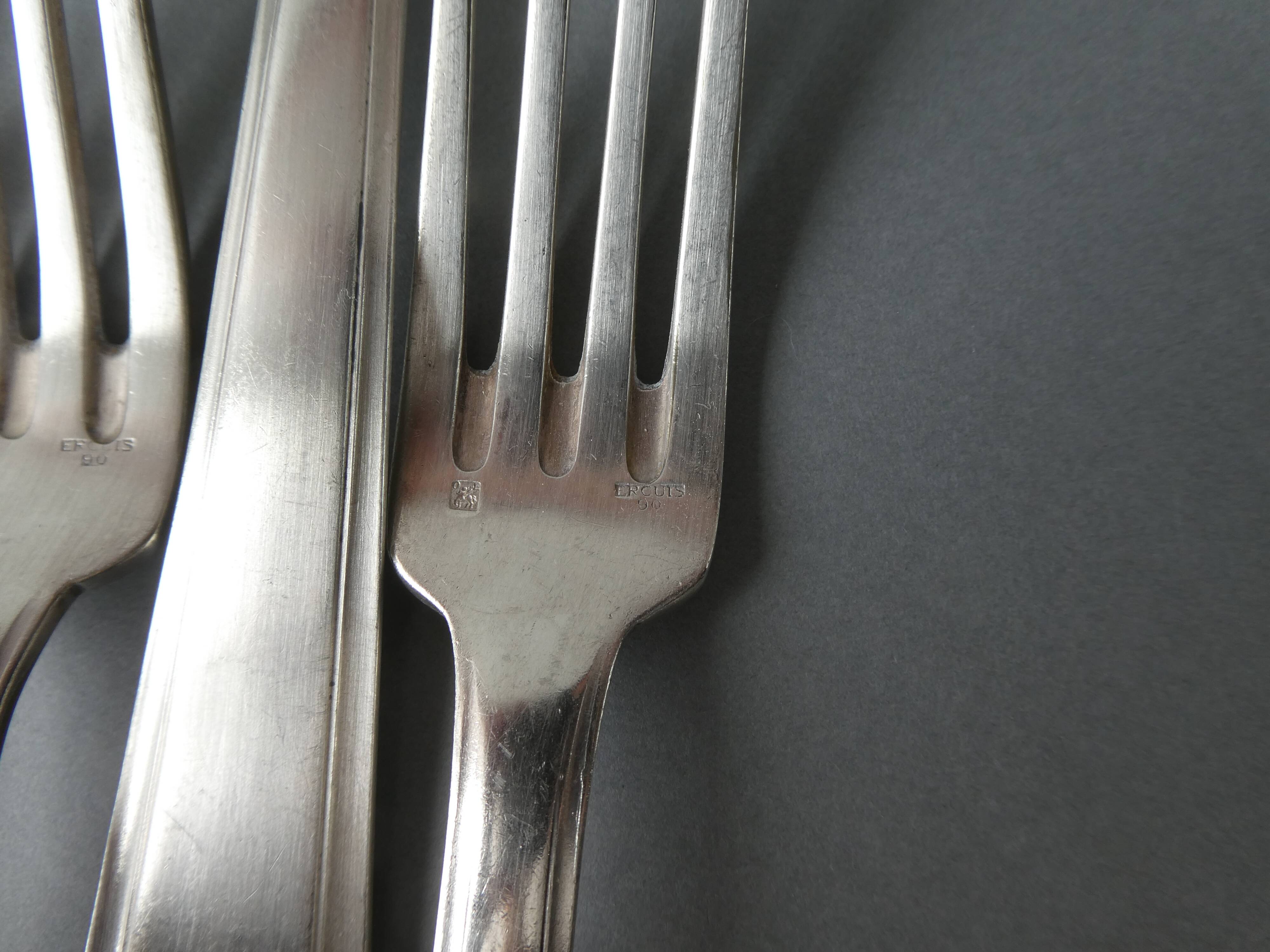 Set of silver metal cutlery Ercuis model Cambodia