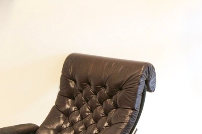 Leather armchair with footstool Noboru Nakamura Bore