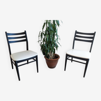 Pair of vintage Scandinavian black and white chairs
