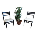 Pair of vintage Scandinavian black and white chairs