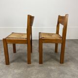 Pair of Regain house chairs in elm and straw