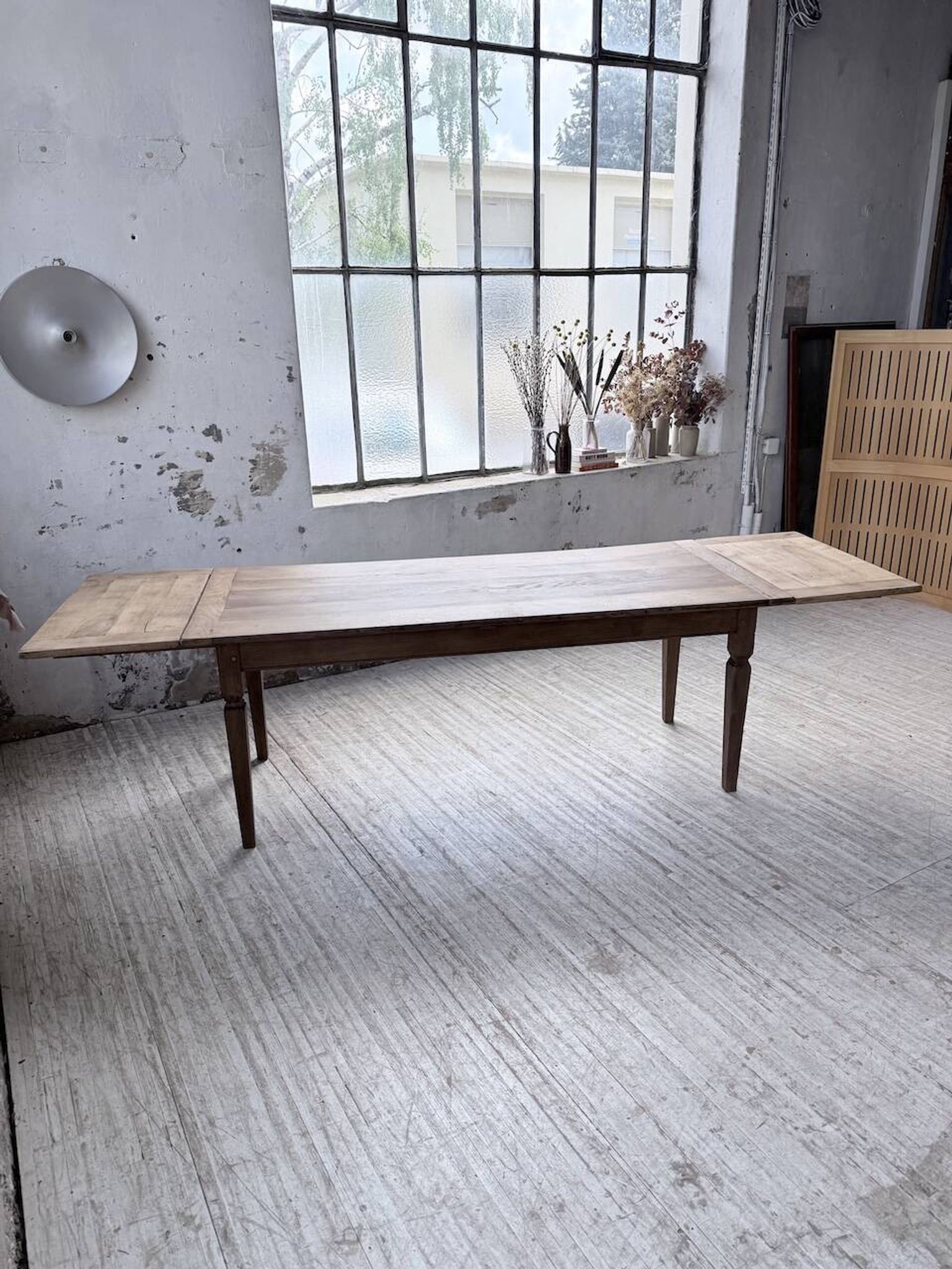 Solid oak farmhouse table with extensions (190-280cm) 1950