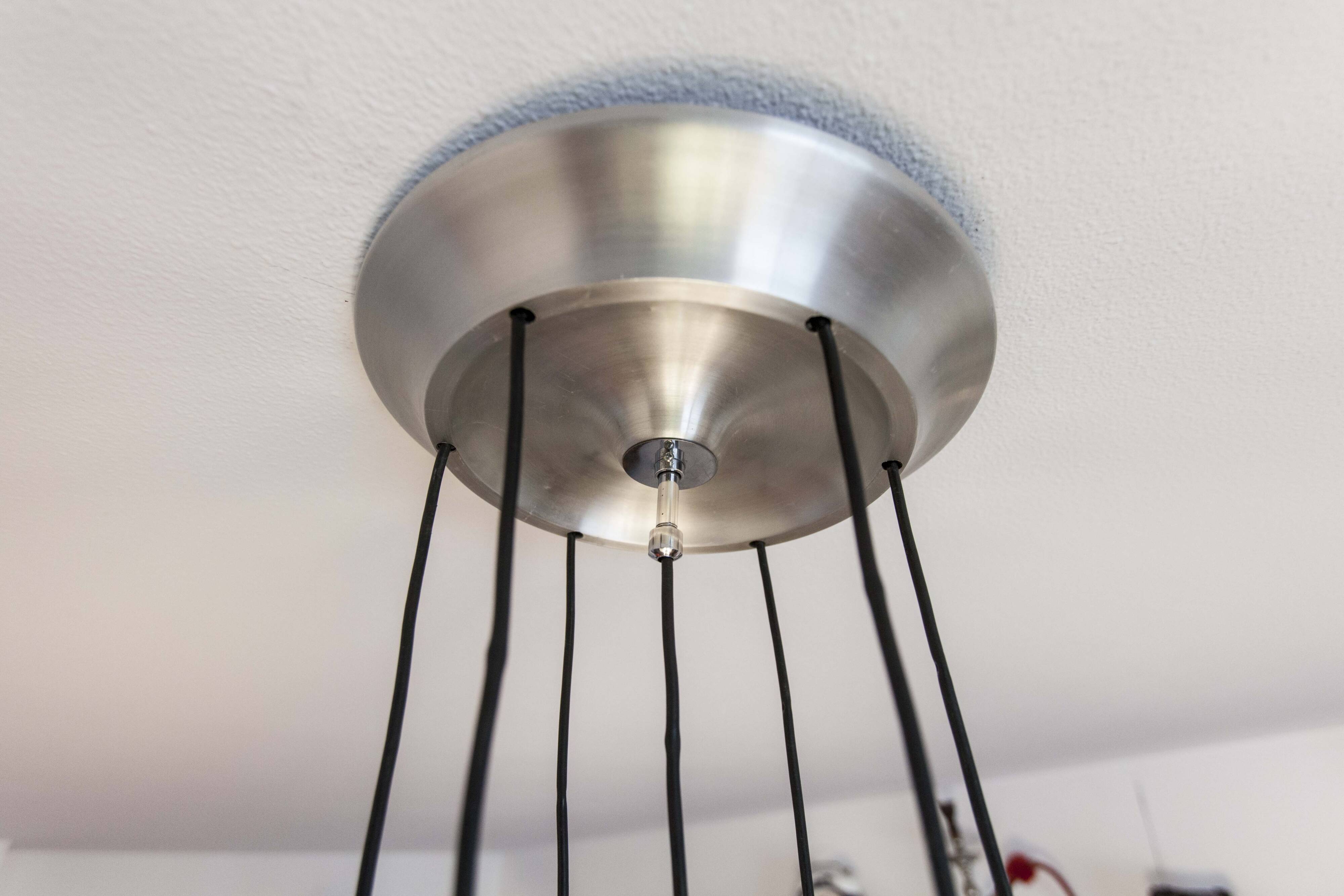 Aluminum waterfall ceiling light by Kaiser Idell / Leuchten, Germany, 1960s