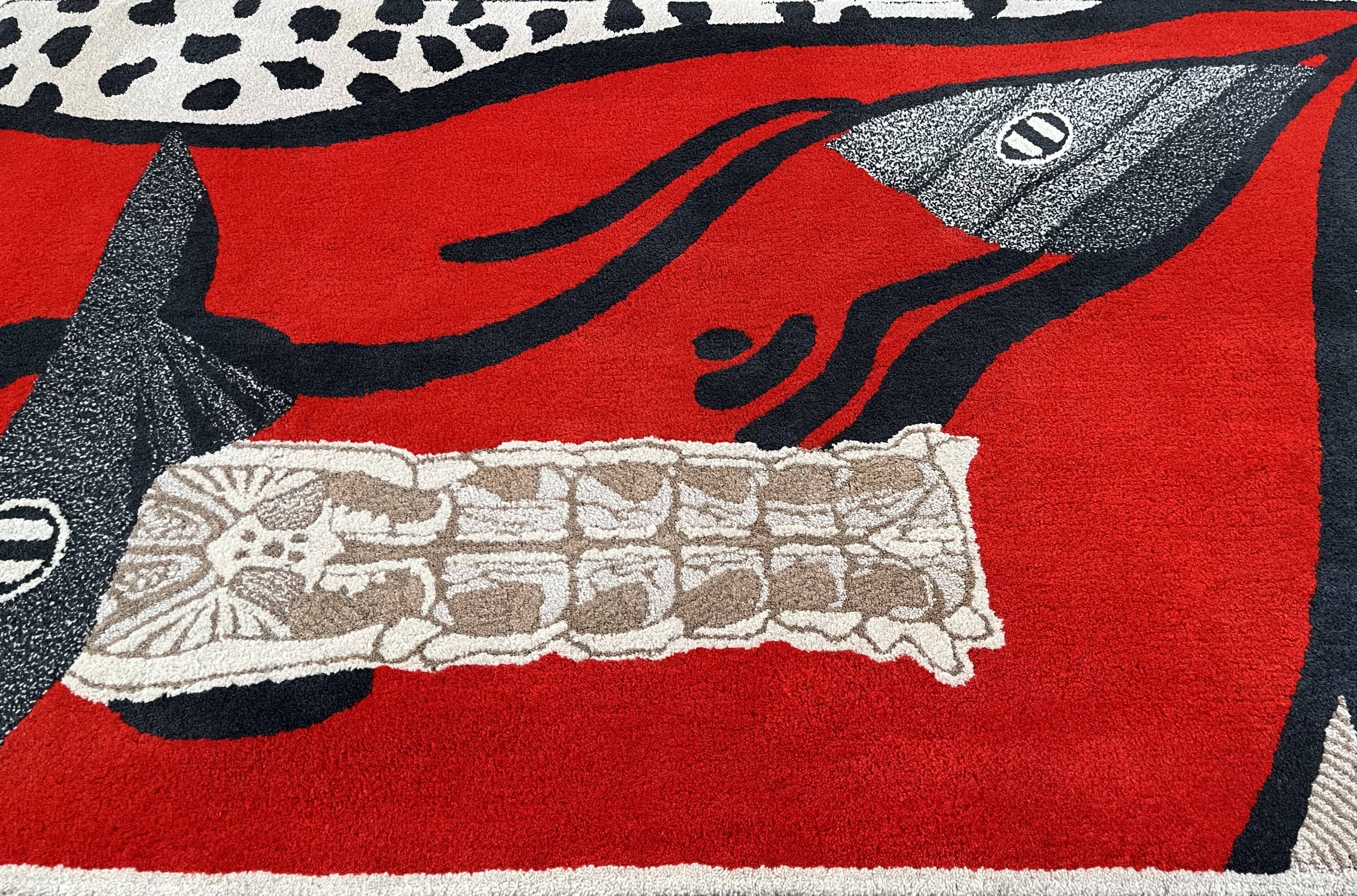 Tufted rug, "fish/cat"