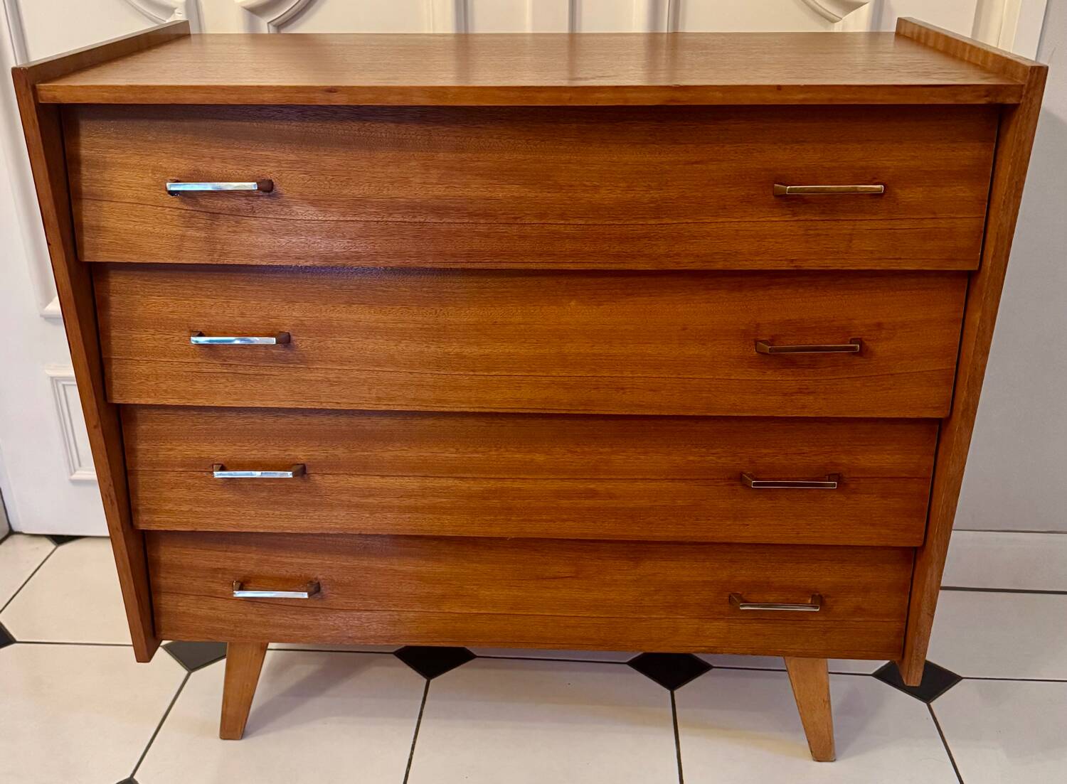 Vintage chest of drawers with compass feet