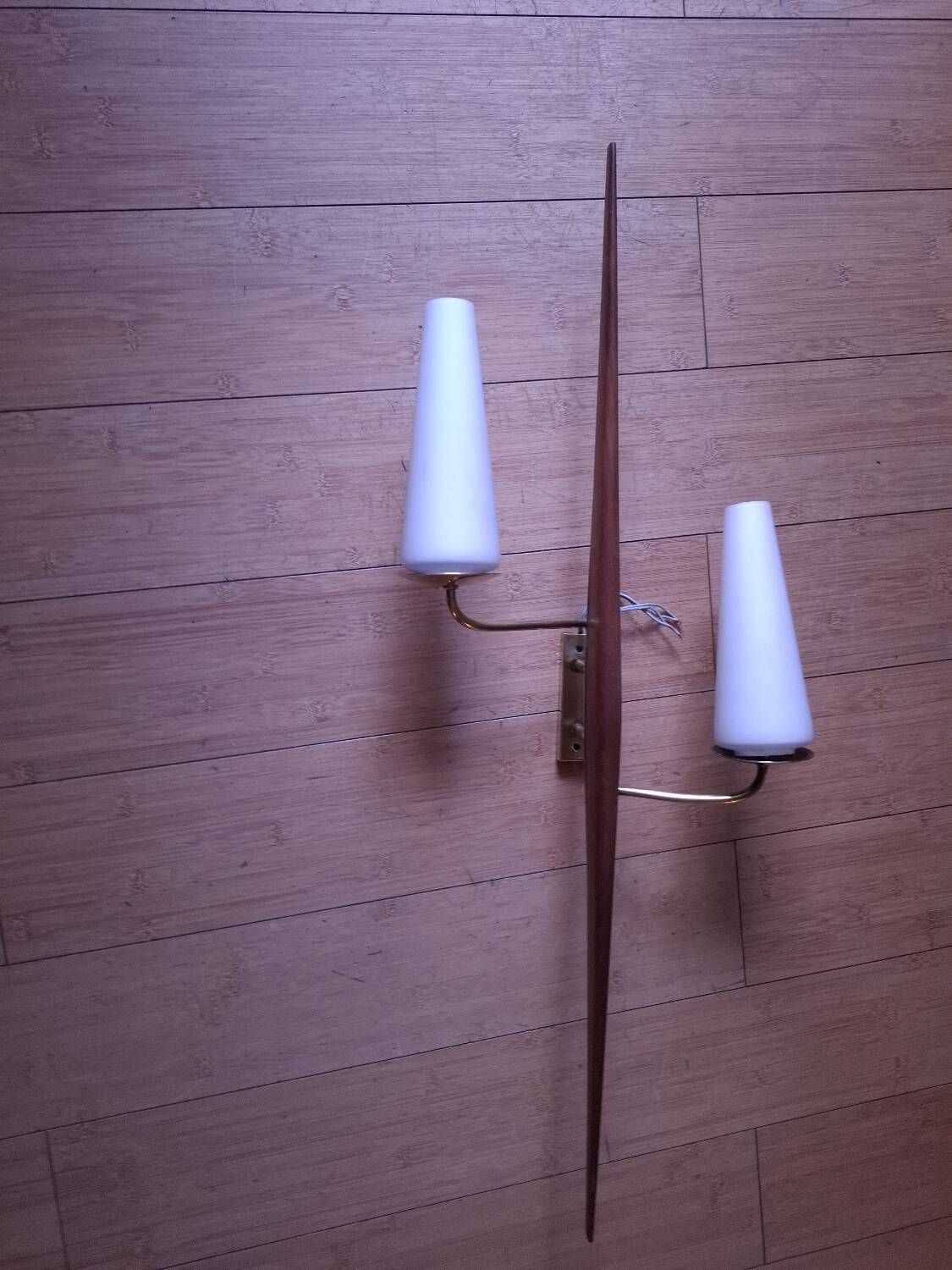 60's teak wall light from Maison Lunel