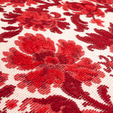 Carved wooden bench, silk velvet, 1930