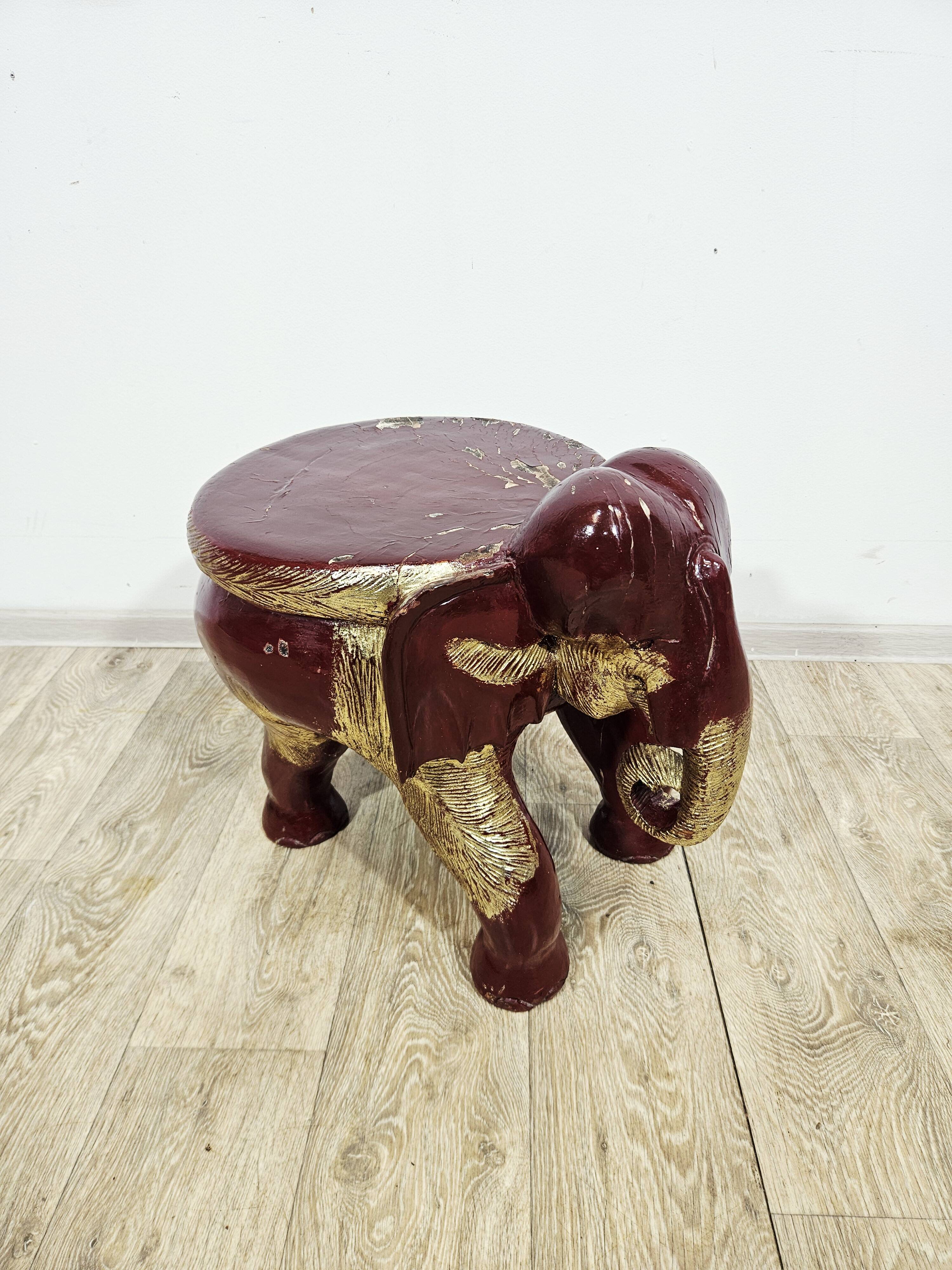 Antique elephant xl side stool / 19th century / unique boho chic piece.