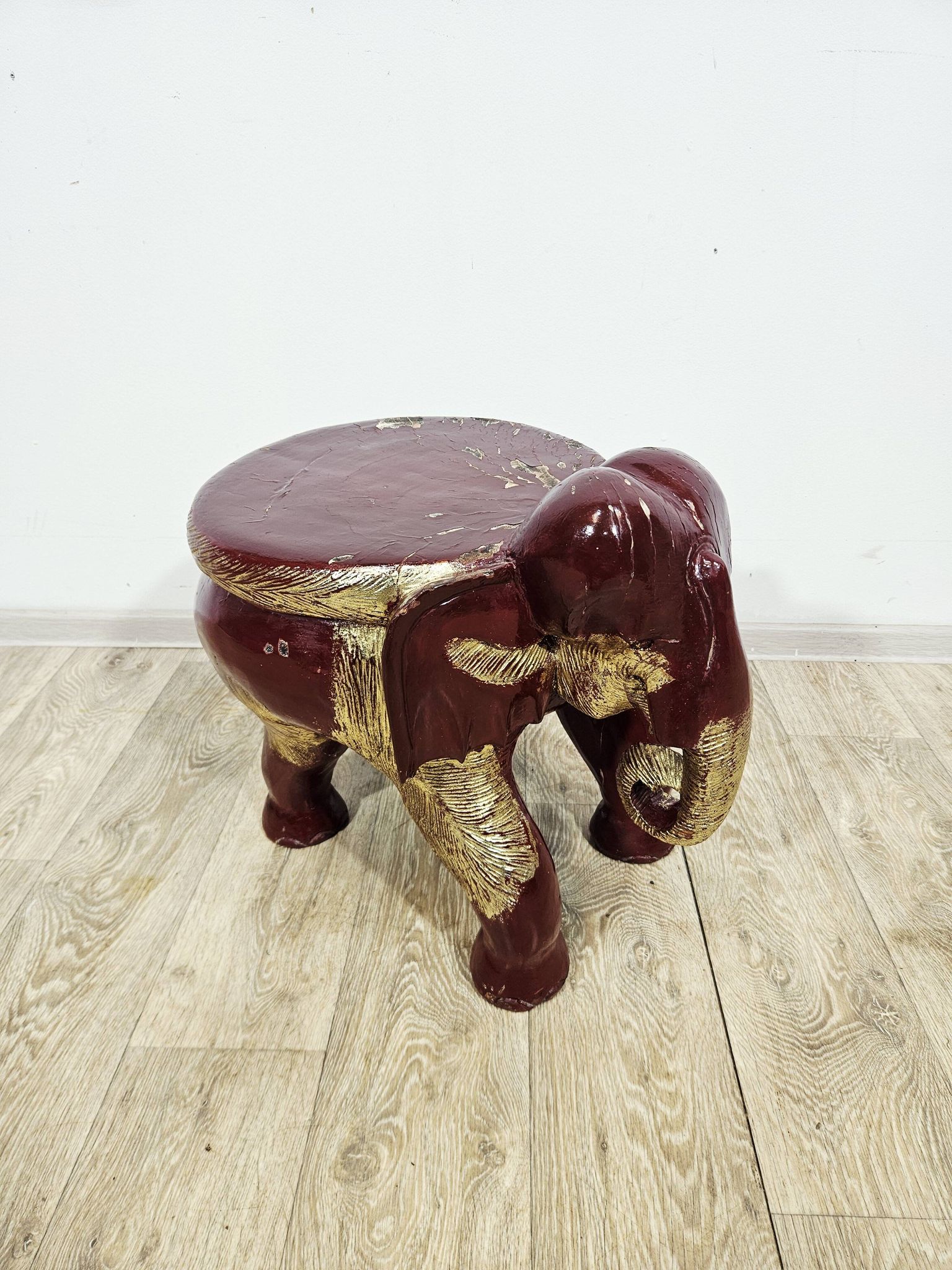 Antique elephant xl side stool / 19th century / unique boho chic piece.