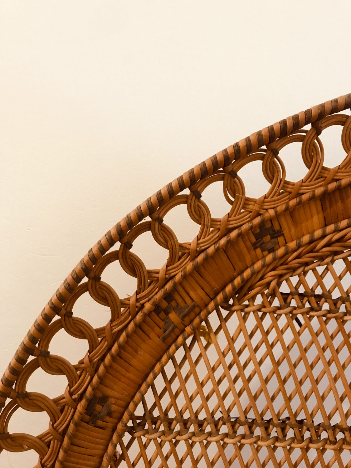 Mid-Century Oriental Peacock Chair in Straw, 1970s