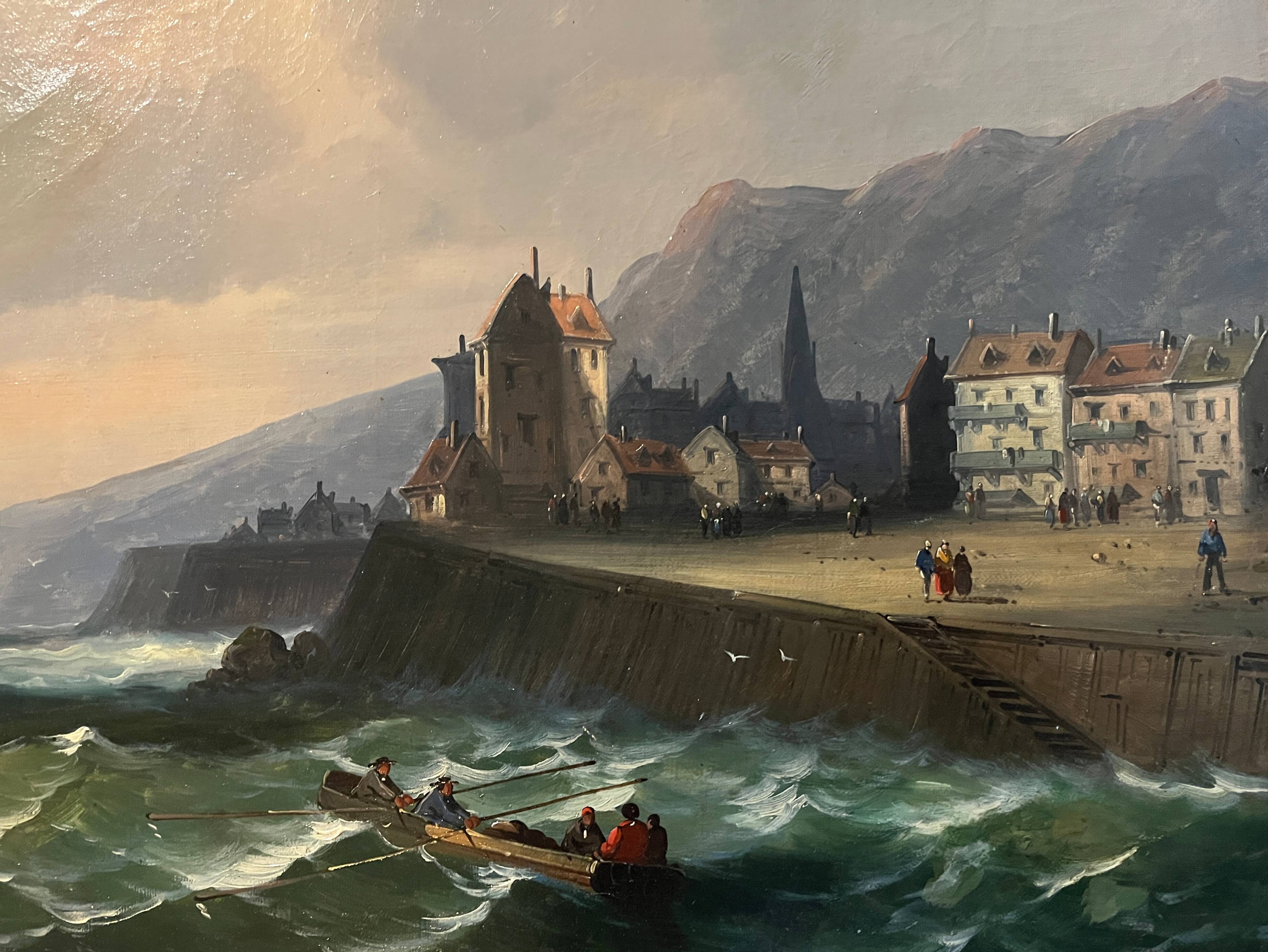 Tableau HST marine attributed to Charles Euphrasie Kuwasseg, 19th century.