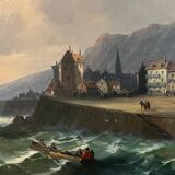 Tableau HST marine attributed to Charles Euphrasie Kuwasseg, 19th century.