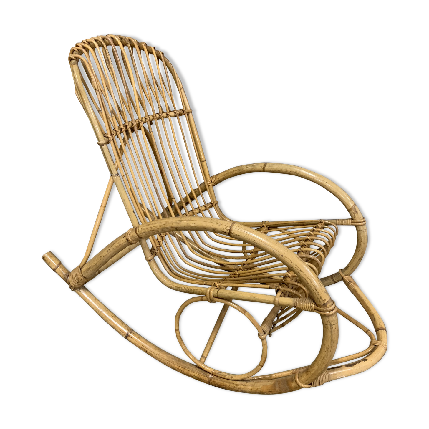 Rocking chair in rattan 1960