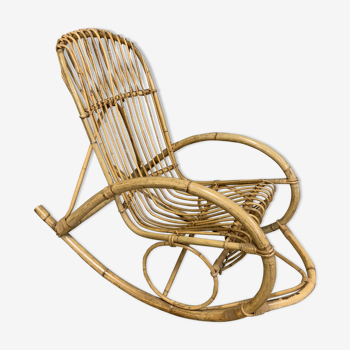 Rocking-chair en rotin 1960