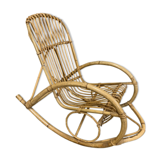 Rocking-chair en rotin 1960
