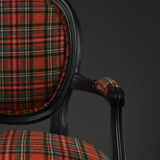 Medallion Chair with Tartan Fabric, Early XXth century