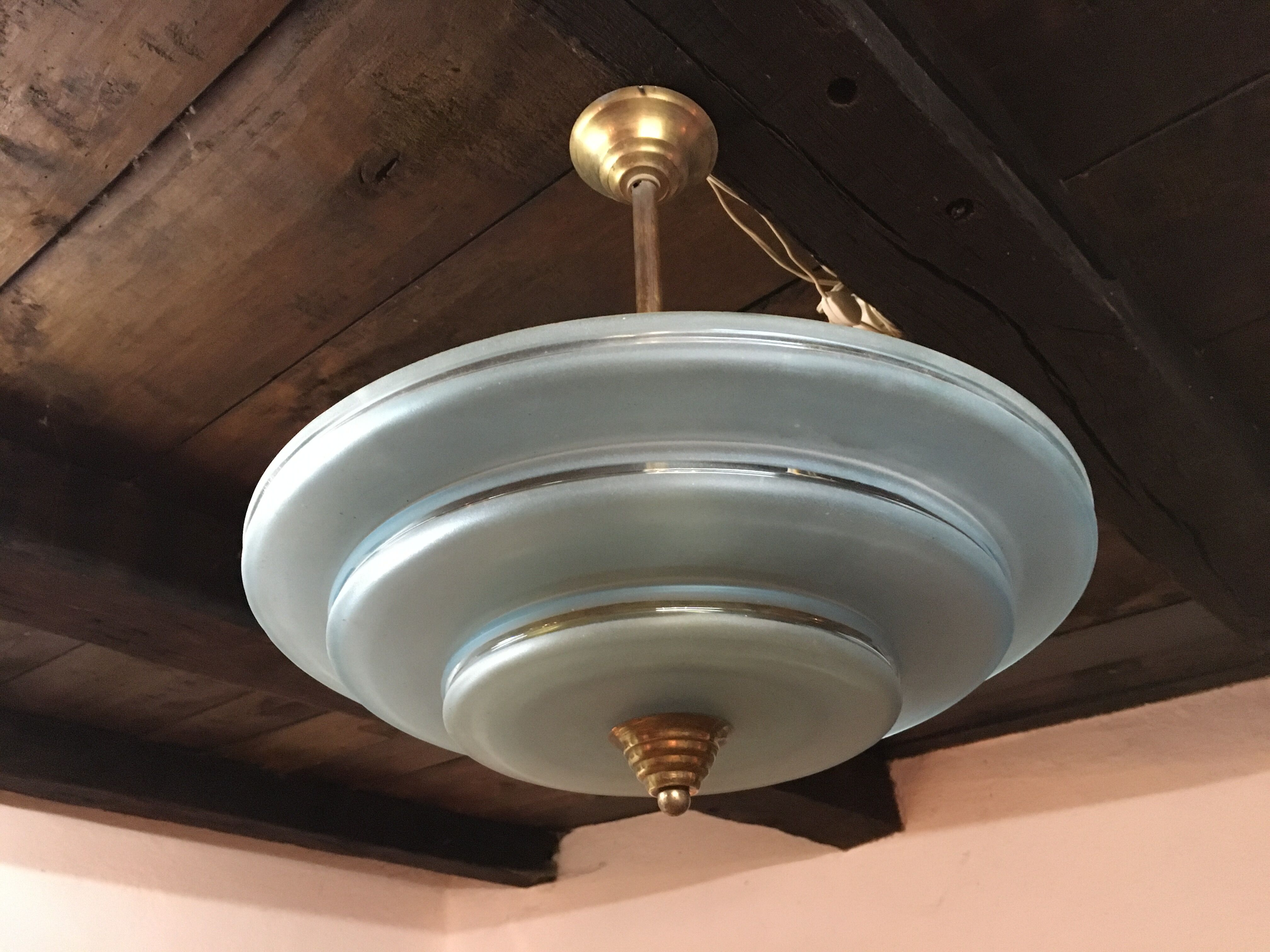 Art Deco pendant lamp in glass period 1930 1940