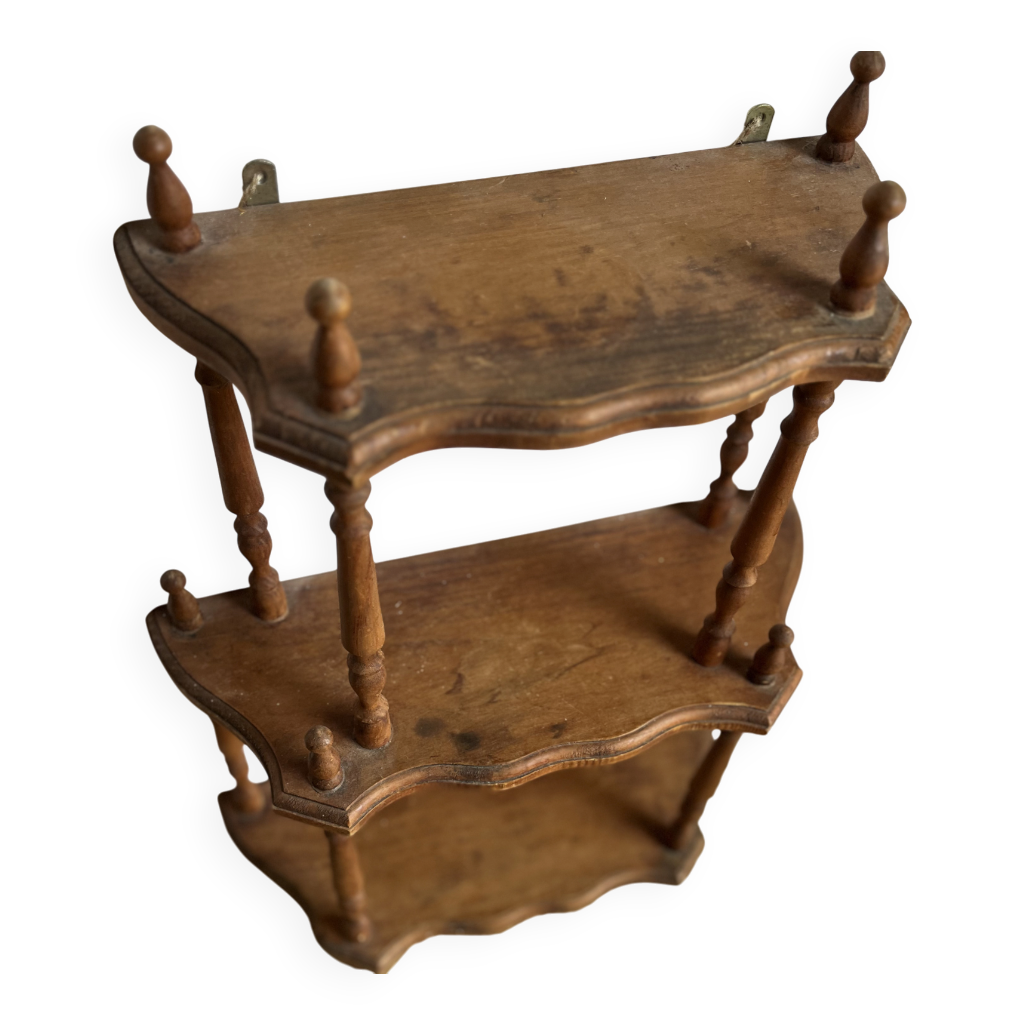 Turned wooden shelf