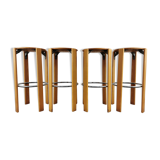 Set beech bar stools by Bruno Rey for Kusch + Co 1970's