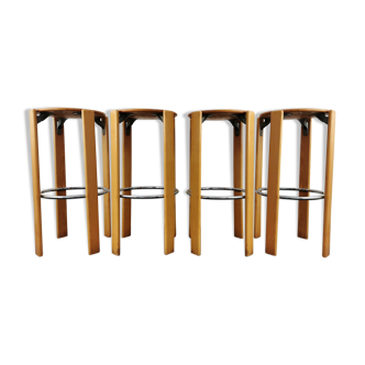 Tabourets de bar en hêtre Bruno Rey de Kusch + Co 1970