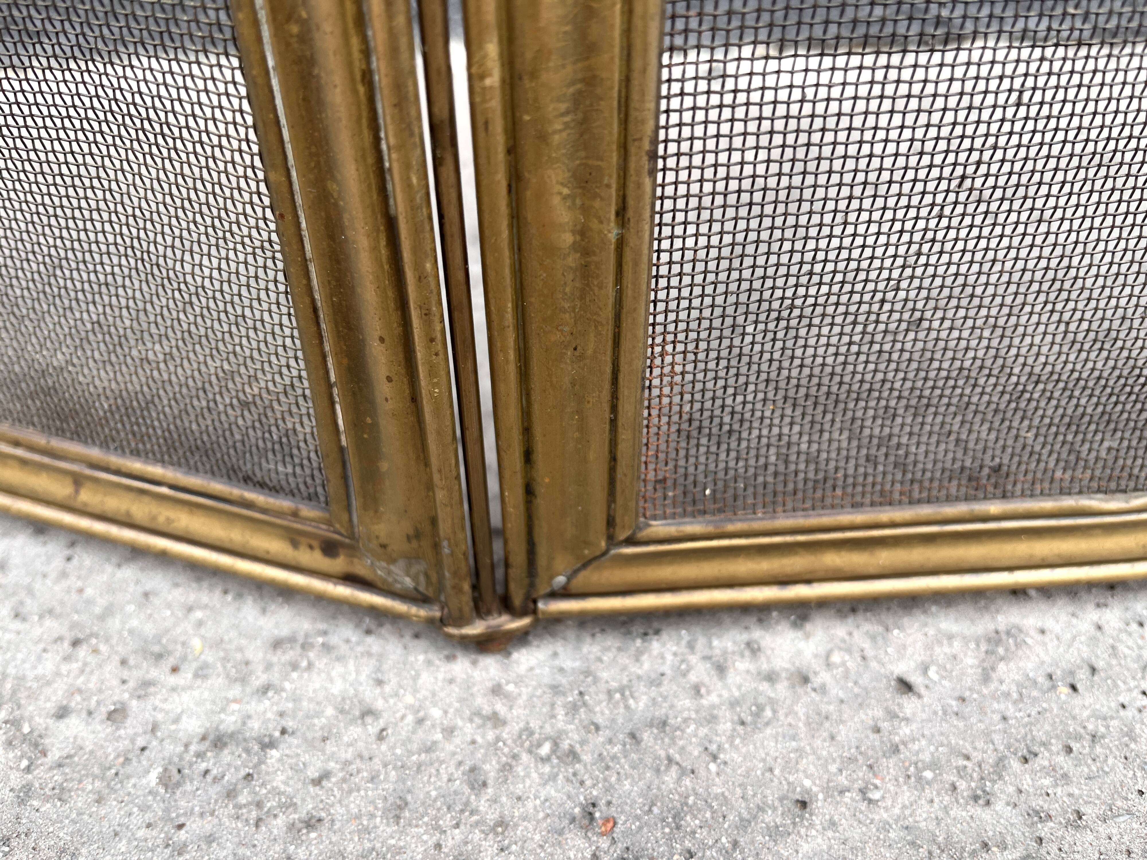 19th century Art Nouveau brass fireplace screen