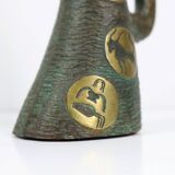 Brutalist Bronze Vase with the Twelve Signs of the Zodiac
