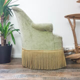 Vintage pistachio green velvet toad chair