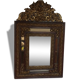 Miroir parecloses bois et métal repoussé