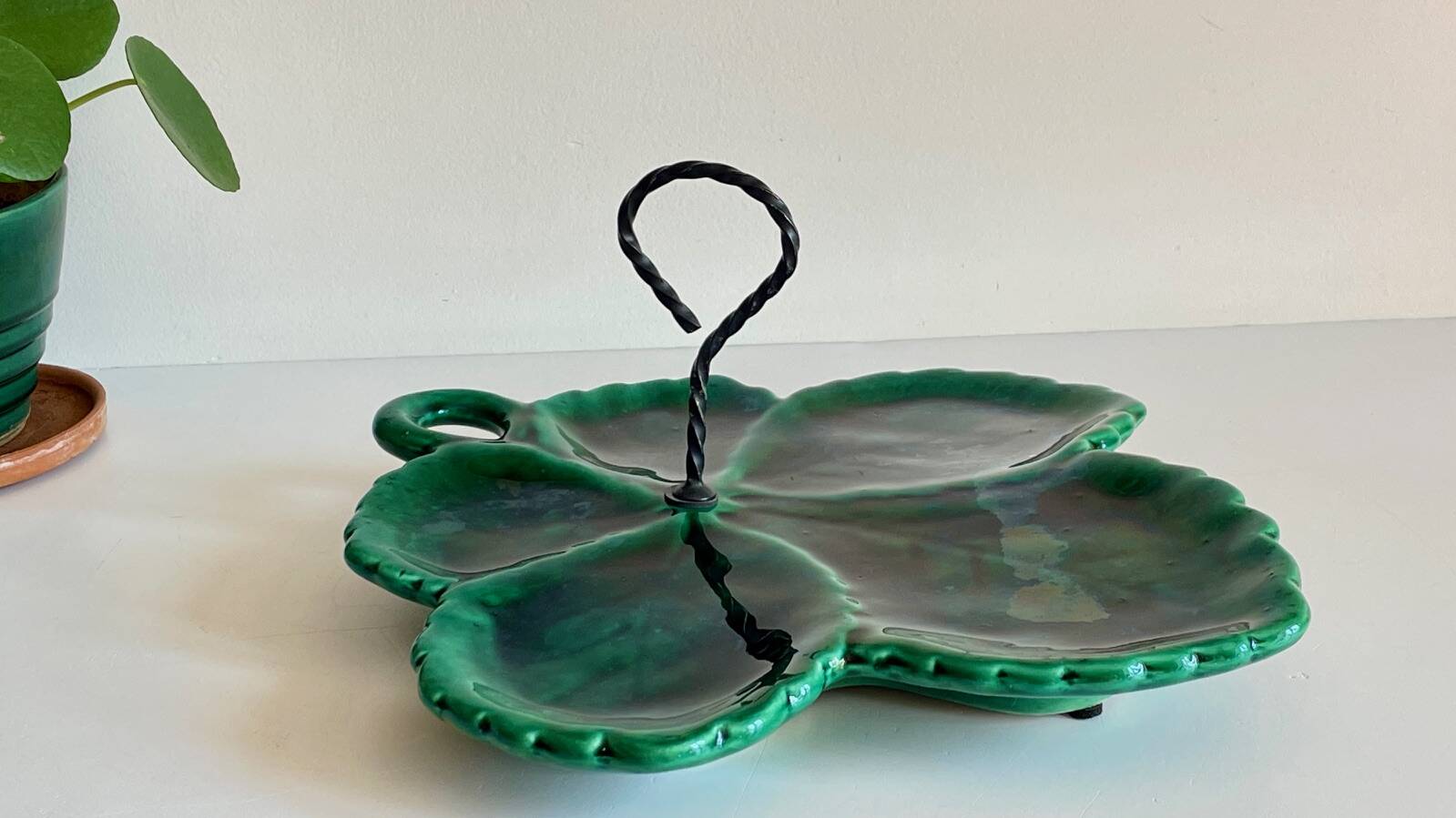 Vintage glazed ceramic slip dish