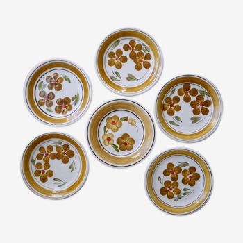 Set of 6 plates, Castellania, yellow flowers