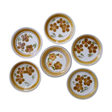 Set of 6 plates, Castellania, yellow flowers