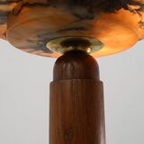 Art Deco Floor Lamp in oak and alabaster, France, ca. 1925