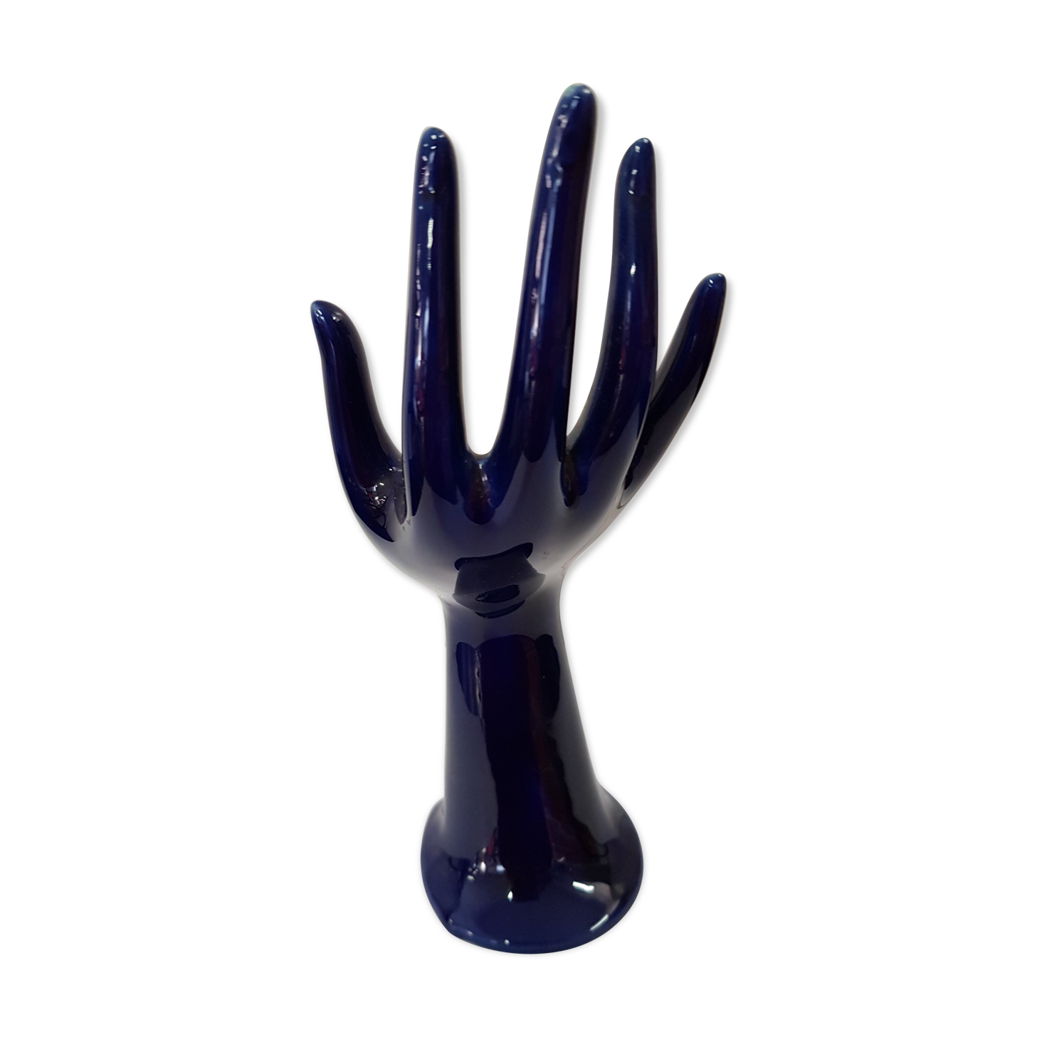 Hand baguier in navy blue faience