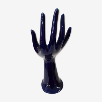 Hand baguier in navy blue faience